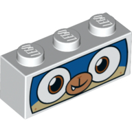 Lego Brick 1 x 3 with Puppycorn, with Black Border print (Astro Puppycorn) / White
