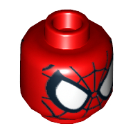 Lego Minifig Head Spider-Man, Large White Eyes, Black Web Print / Red