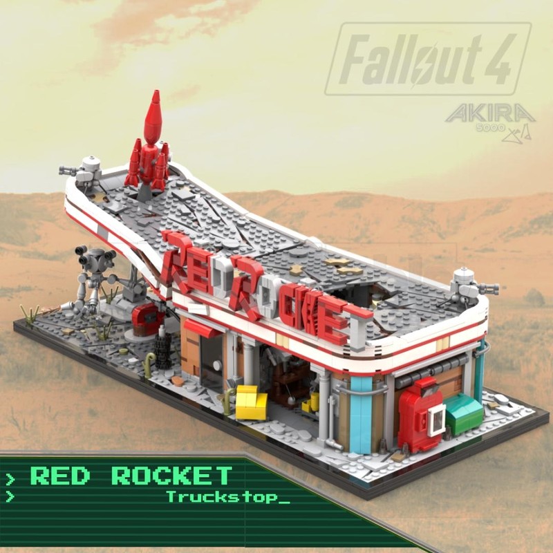 Lego Fallout Red Rocket Gas Station