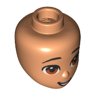 Lego Minidoll Head Brown Eyes, Smile print / Nougat