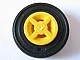 Wheel 8mm D. x 6mm with Black Tire 14mm D. x 4mm Smooth Small Single with Number Embossed on Side (4624 / 59895) / Yellow