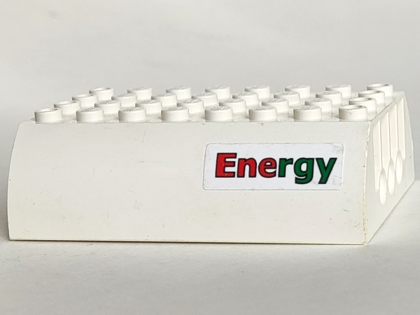 Lego Slope, Curved 6 x 8 x 2 Double with Red and Green 'Energy' Pattern on Both Sides (Stickers) - Set 3180