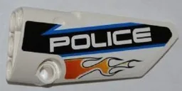 Technic, Panel Fairing # 4 Small Smooth Long, Side B with Orange Flames and White 'POLICE' on Black Background Pattern (Sticker) - Set 8221