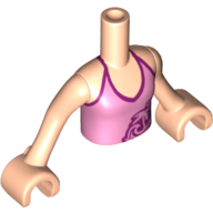 Lego Minidoll Torso Girl with Bright Pink Halter Top with Palm Tree, Waves and Flowers Print, Light Nougat Arms and Hands / Light Nougat