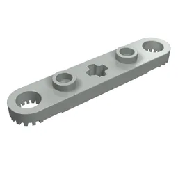 Technic Plate 1 x 5 with Toothed Ends, 2 Studs and Center Axle Hole / Light Gray