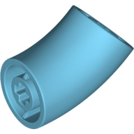 Lego Brick Round 2 x 2 D. Tube with 45° Elbow and Axle Holes (Crossholes) at Each End [SHORT] / Medium Azure
