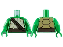 Torso Tan and Dark Tan Turtle Shell, Dark Brown Belt and Straps Pattern / Green Arms / Green Hands