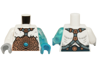 Lego Torso Fur with Copper Armor and Ice Chi Emblem Pattern / Trans-Lt Blue Arm Left / White Arm Right / Dk Azure Hand Left / Lt Bluish Gray Hand Right