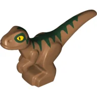 Animal, Dinosaur, Raptor, Baby, Dark Green Stripes / Medium Nougat