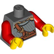 Lego Torso Armor with Chest Strap and Belt Front and Back Print, Red Arms, Yellow Hands