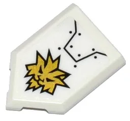 Tile, Modified 2 x 3 Pentagonal with Armor Plates and Gold Lion Head Pattern (Sticker) - Set 70588