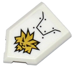 Lego Tile, Modified 2 x 3 Pentagonal with Armor Plates and Gold Lion Head Pattern (Sticker) - Set 70588