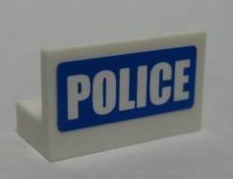 Lego Panel 1 x 2 x 1 with 'POLICE' White on Blue Pattern (Sticker) - Set 7741