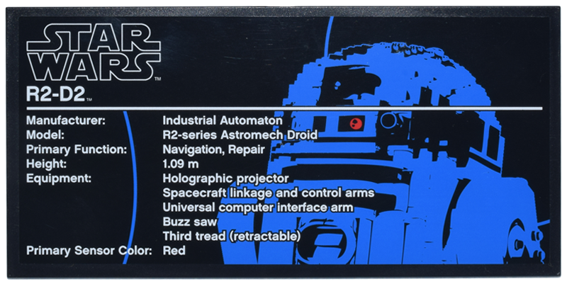 Lego Tile 8 x 16 with Bottom Tubes, Textured Surface with Star Wars R2-D2 Pattern (Sticker) - Set 10225