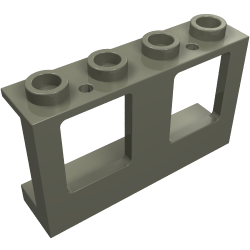 Lego Window 1 x 4 x 2 Plane, Solid Studs / Dark Gray