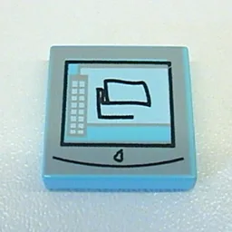 Tile 2 x 2 with Computer Monitor Print 2 / Sky Blue