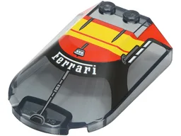 Windscreen 6 x 4 x 1 1/3 Canopy Sloped Sides with White Ferrari Logo, Red and Yellow Roof, Black and Dark Silver Window Frame Outline Pattern / Trans-Black
