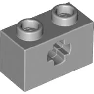 Technic Brick 1 x 2 with Axle Hole Type 1 [+ Opening] and Bottom Pin / Light Bluish Gray