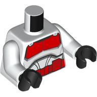 Lego Torso Armor Clone Trooper Coruscant Guard with Red Markings and Belt print, White Arms, Black Hands / White