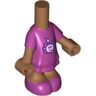 Lego Microdoll Body Short Dress Magenta with Bright Pink Axolotl print / Medium Nougat