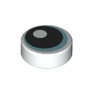 Tile Round 1 x 1 with Medium Azure Eye, Black Pupil Print / White
