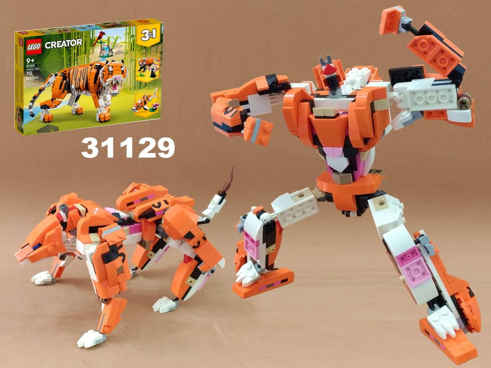 Lego Transformer Tiger using Creator set 31129 Majestic Tiger