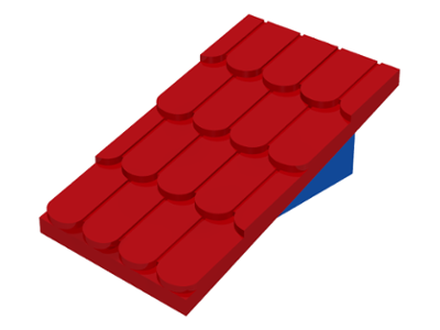 Lego Fabuland Roof Support Slope, 6 x 2 with Red Fabuland Roof Slope without Chimney Hole (787 / 4323)