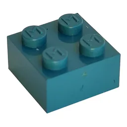 Modulex Brick 2 x 2 with M on Studs / Modulex Teal Blue