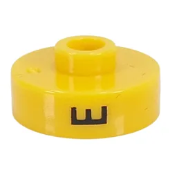 Pen Bead, Round Short, Flat Edge with 'E', '8', 'H' Print / Yellow