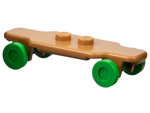 Lego Minifigure, Utensil Skateboard Longboard Deck with Bright Green Wheels (6324 / 2496)