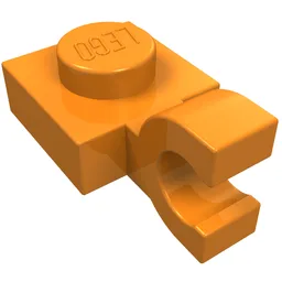 Plate Special 1 x 1 with Clip Horizontal [Thick U Clip] / Orange