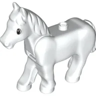 Duplo Animal Horse with One Stud and Moveable Head, Eyes Print / White