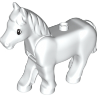Lego Duplo Animal Horse with One Stud and Moveable Head, Eyes Print / White