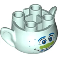 Minifig Head Special, with Ears and 4 Studs on Top, with Face with Lime Nose and Open Mouth Print (Guy Diamond) / Light Aqua