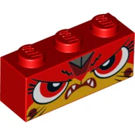 Brick 1 x 3 with Unikitty Angry, Red Eyes, Teeth / Red