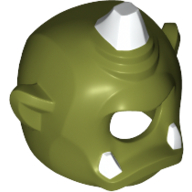 Lego Mask Cyclops with White Horn and White Teeth Print / Olive Green