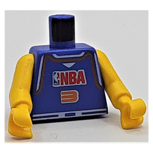 Lego Torso Basketball Jersey, NBA Logo and '3' Print, Long One Piece Arms Yellow (NBA)
