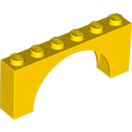 Lego Brick Arch 1 x 6 x 2 - Thin Top without Reinforced Underside [New Version] / Yellow