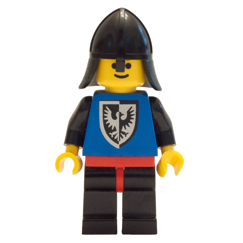 Lego Knight (Black Falcon) - Black Legs, Red Hips, Rounded Shield, Neck-Protector