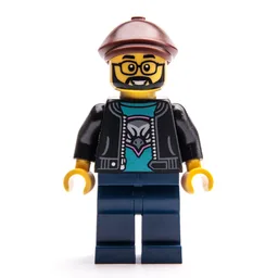 Man, Black Jacket, Dark Blue Legs, Reddish Brown Flat Cap