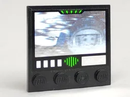 Tile, Modified 4 x 4 with Studs on Edge with Exploriens Holographic Monitor Pattern (Sticker) - Sets 5129 / 6899 / 6958 / 6982