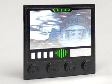 Lego Tile, Modified 4 x 4 with Studs on Edge with Exploriens Holographic Monitor Pattern (Sticker) - Sets 5129 / 6899 / 6958 / 6982