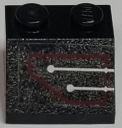 Slope 45 2 x 2 with Silver Circuitry, 2 Lines Straight in Red Outline Pattern (Sticker) - Set 7702