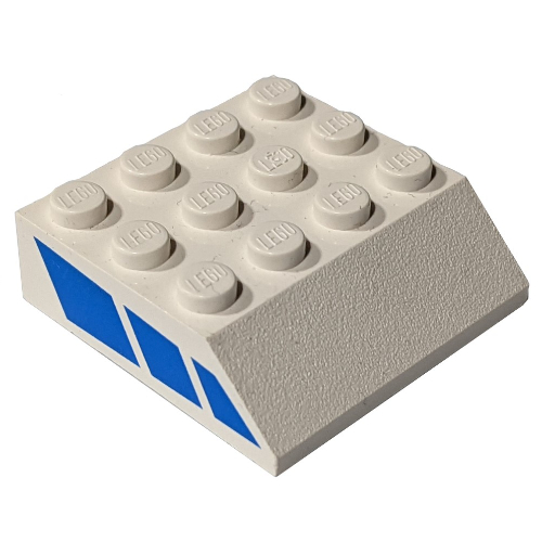 Lego Brick Sloped 45° 4 x 4 with Blue Stripe Print