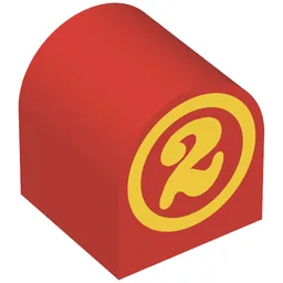 Duplo Brick 2 x 2 x 2 Curved Top with Circled Number 2 Print / Red