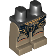 Lego Hips and Dark Tan Legs with SW Golden Belt Geonosian Print / Black