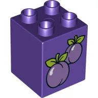 Duplo Brick 2 x 2 x 2 with Plums Print / Dark Purple