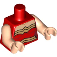 Torso, Halter Top with Gold Trim and Belt Print (Wonder Woman), Light Nougat Arms and Hands