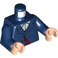 Torso, Suit Jacket with Lapels, Buttons and Dark Red Lining over White Shirt with Collar Print, Dark Blue Arms, Light Nougat Hands / Dark Blue