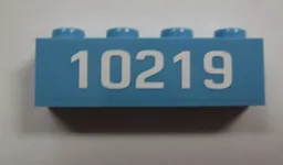Brick 1 x 4 with White '10219' Pattern (Sticker) - Set 10219 / Maersk Blue